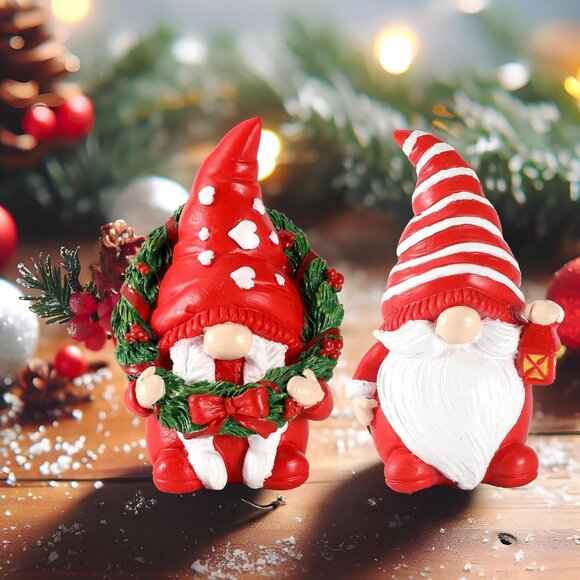 Other - New 2 Resin Gnome 2024 Christmas Decorations 4.3'' Table Decor & Ornaments